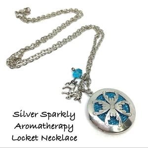 🆕Silver Sparkly Aromatherapy Locket Necklace